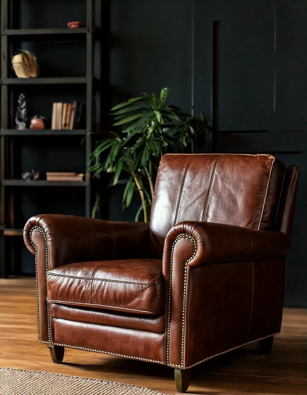 Vintage leather armchair for a cozy yet edgy vibe