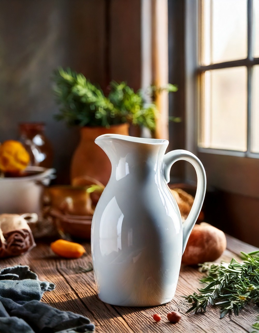 White Ceramic Pitcher