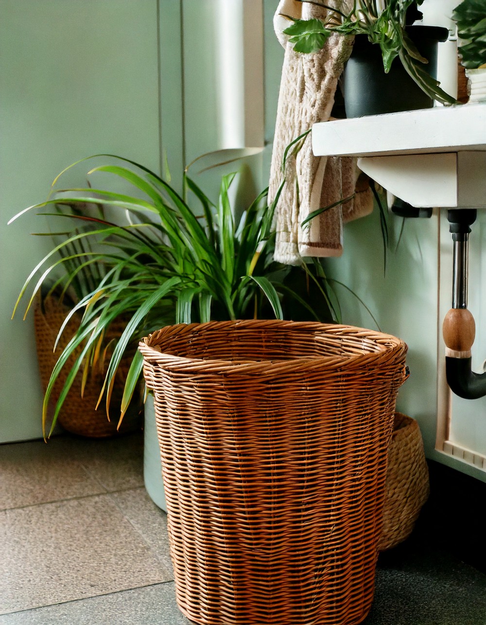 Wicker Waste Basket