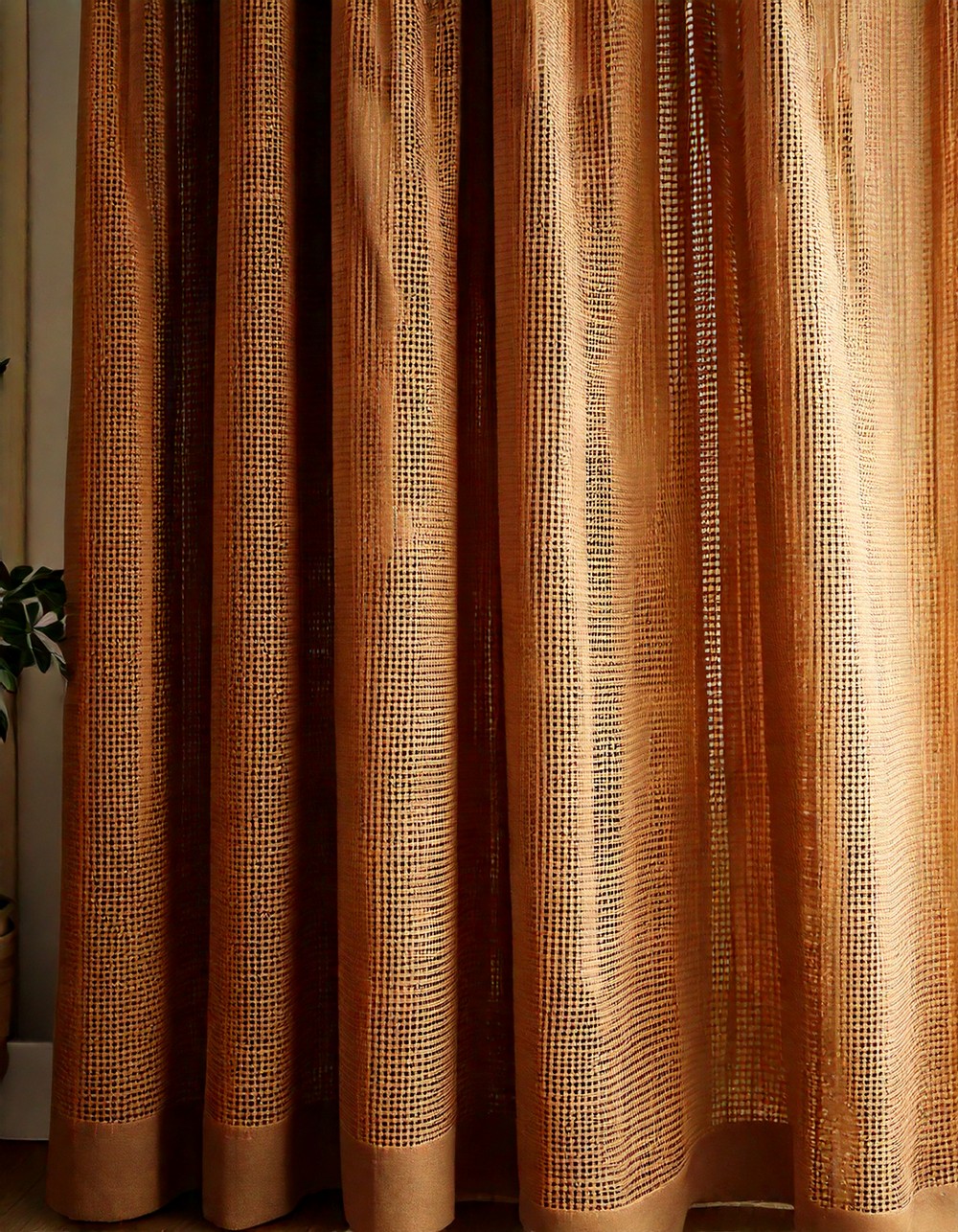 Woven Textured Curtains in Earthy Hues