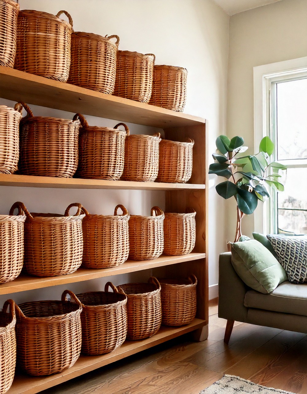Woven wicker baskets