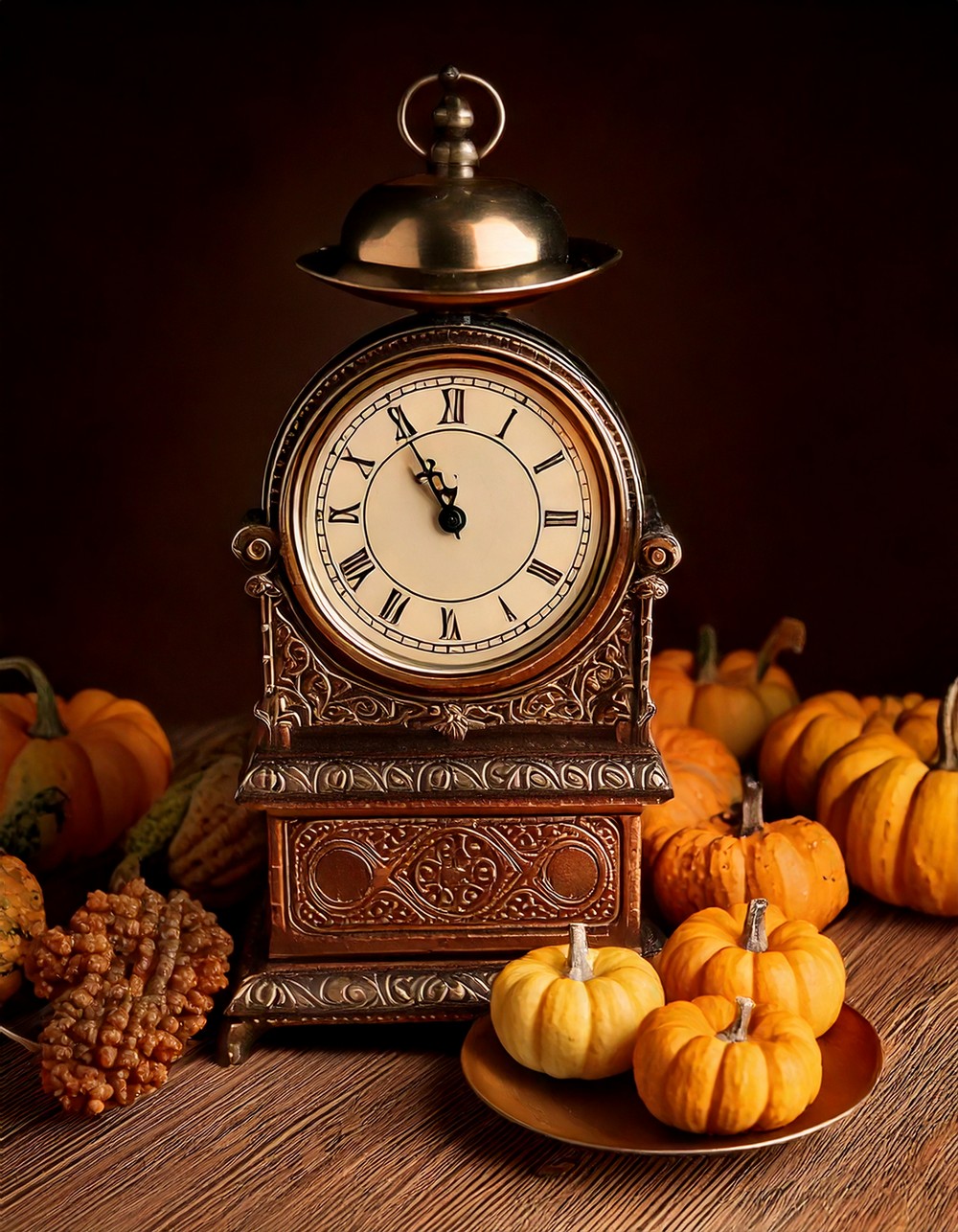Antique Scale Decorated with Mini Pumpkins