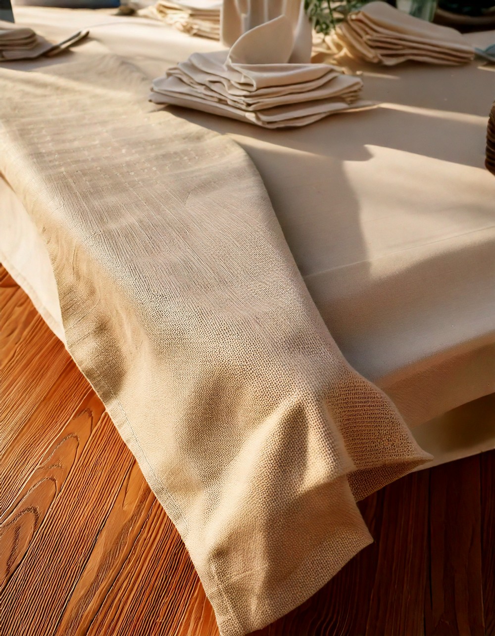 Beige Linen Runner for a Soft Base