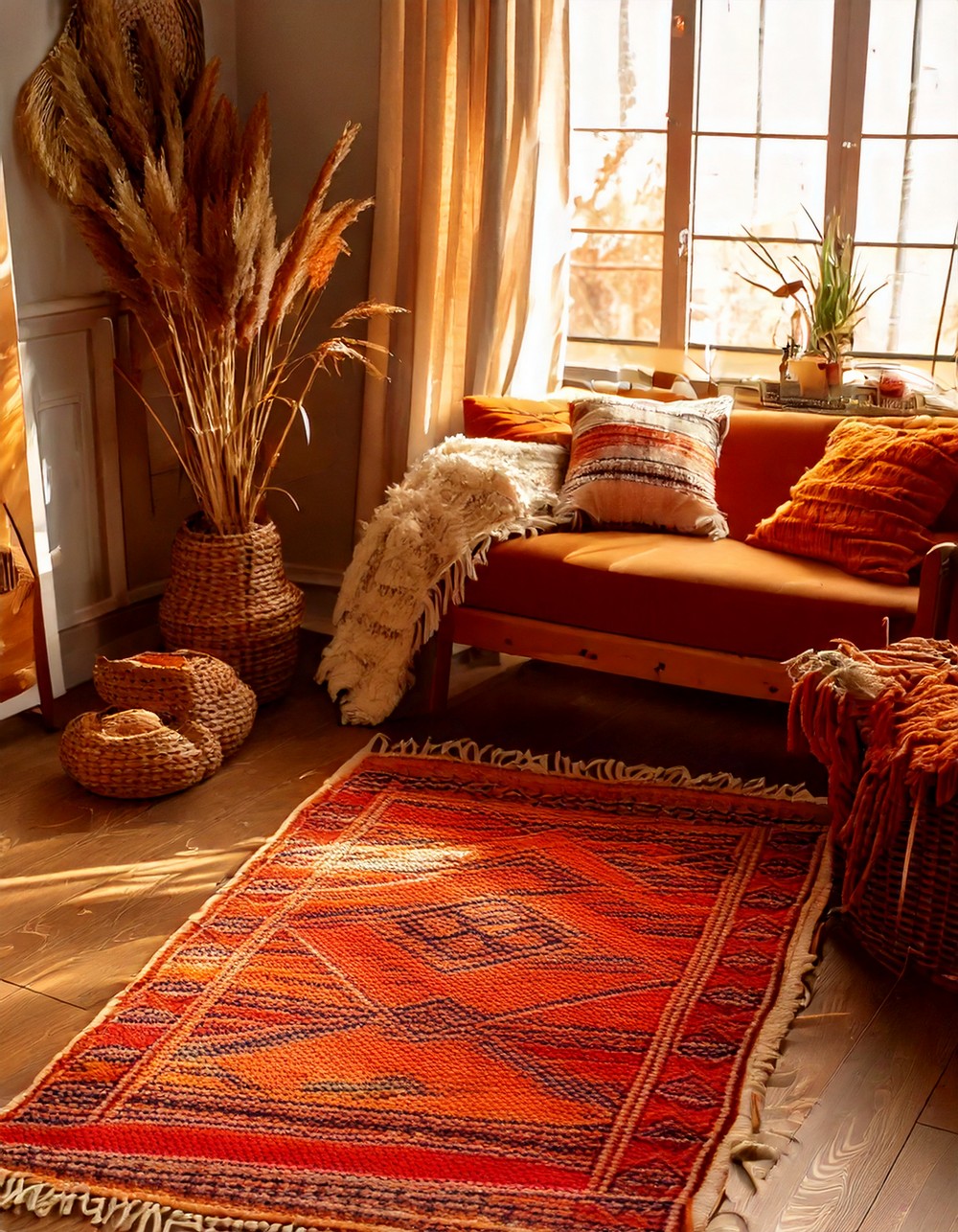 Boho-Style Rug with Warm Autumn Colors