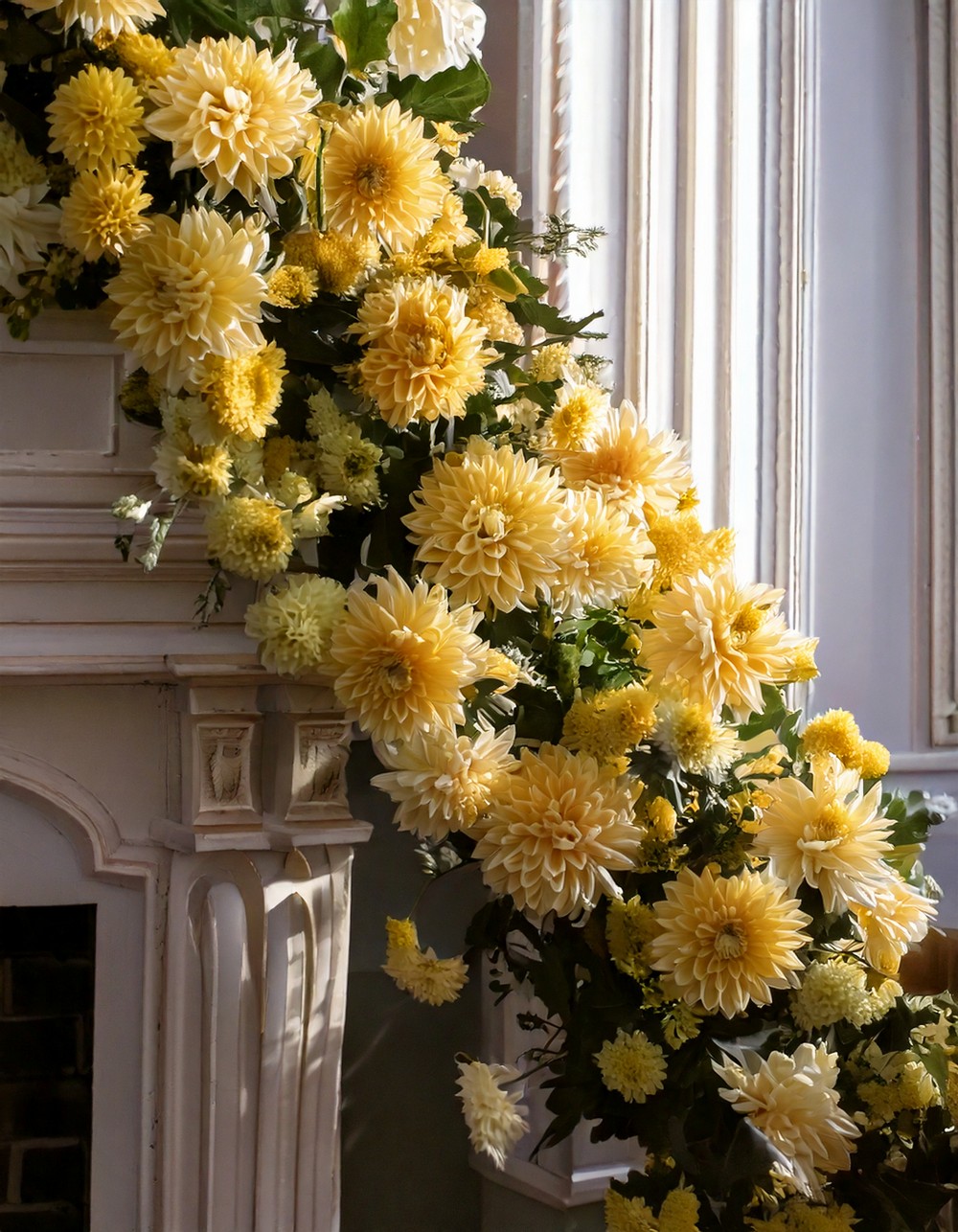 Bold Chrysanthemum Mantel Garland