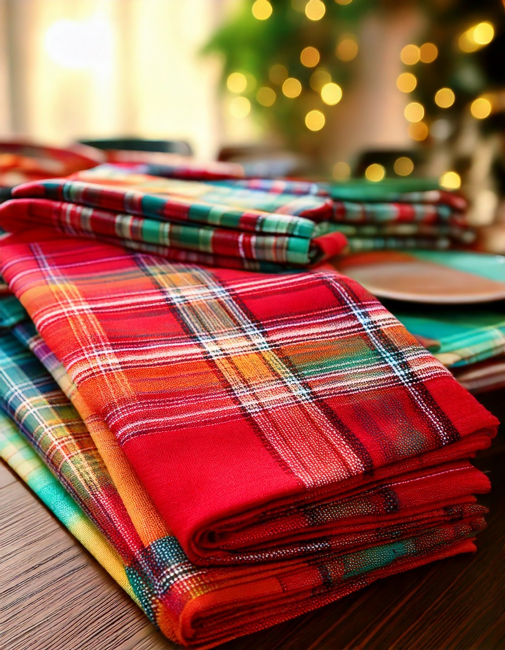 Bright Plaid Table Runners and Napkins