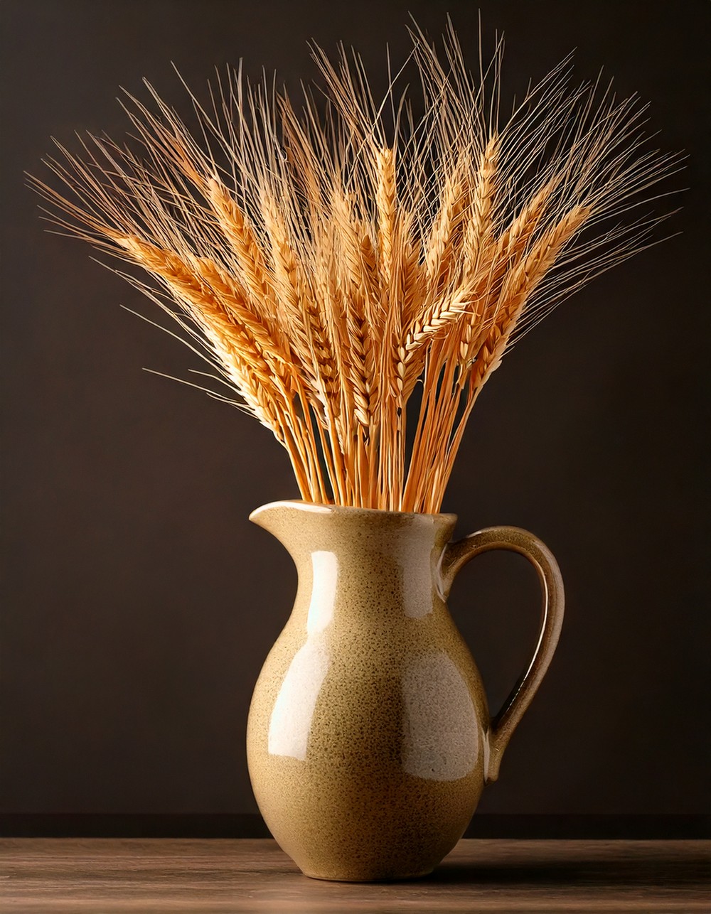 Ceramic Pitcher with Wheat Stems