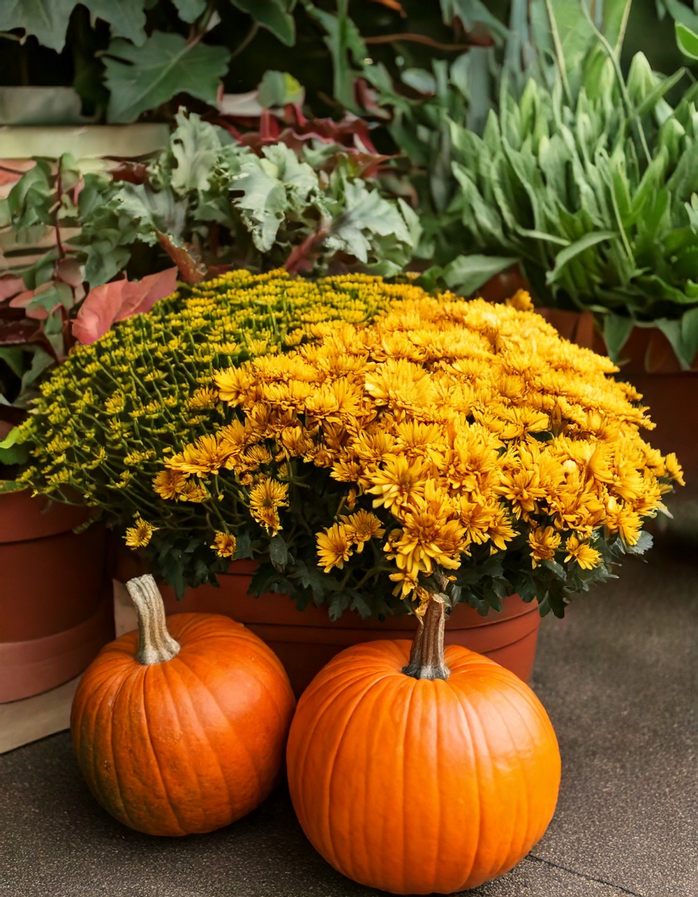 Chrysanthemum and Pumpkin Planter Combo