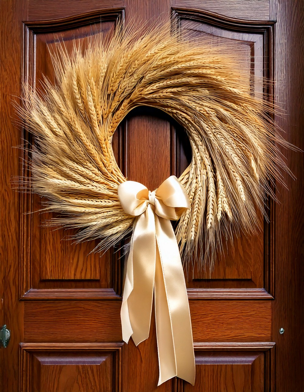 Classic Wheat and Ribbon Door Wreath
