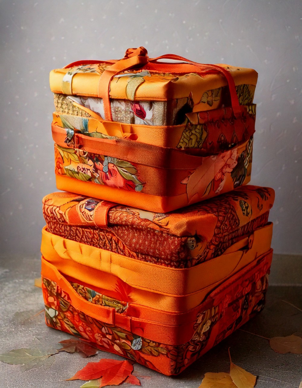 Collapsible Storage Bins in Fall Fabrics