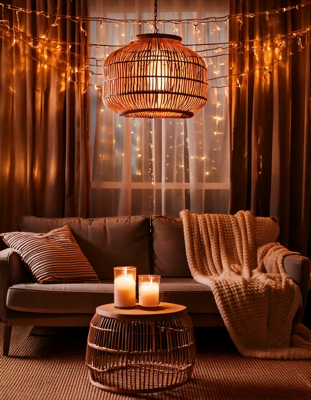 Cozy Lighting with Lanterns and String Lights