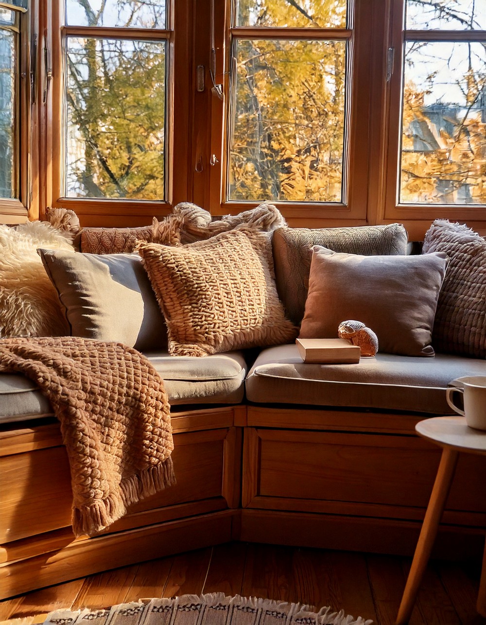 Cozy Window Seat with Plush Cushions