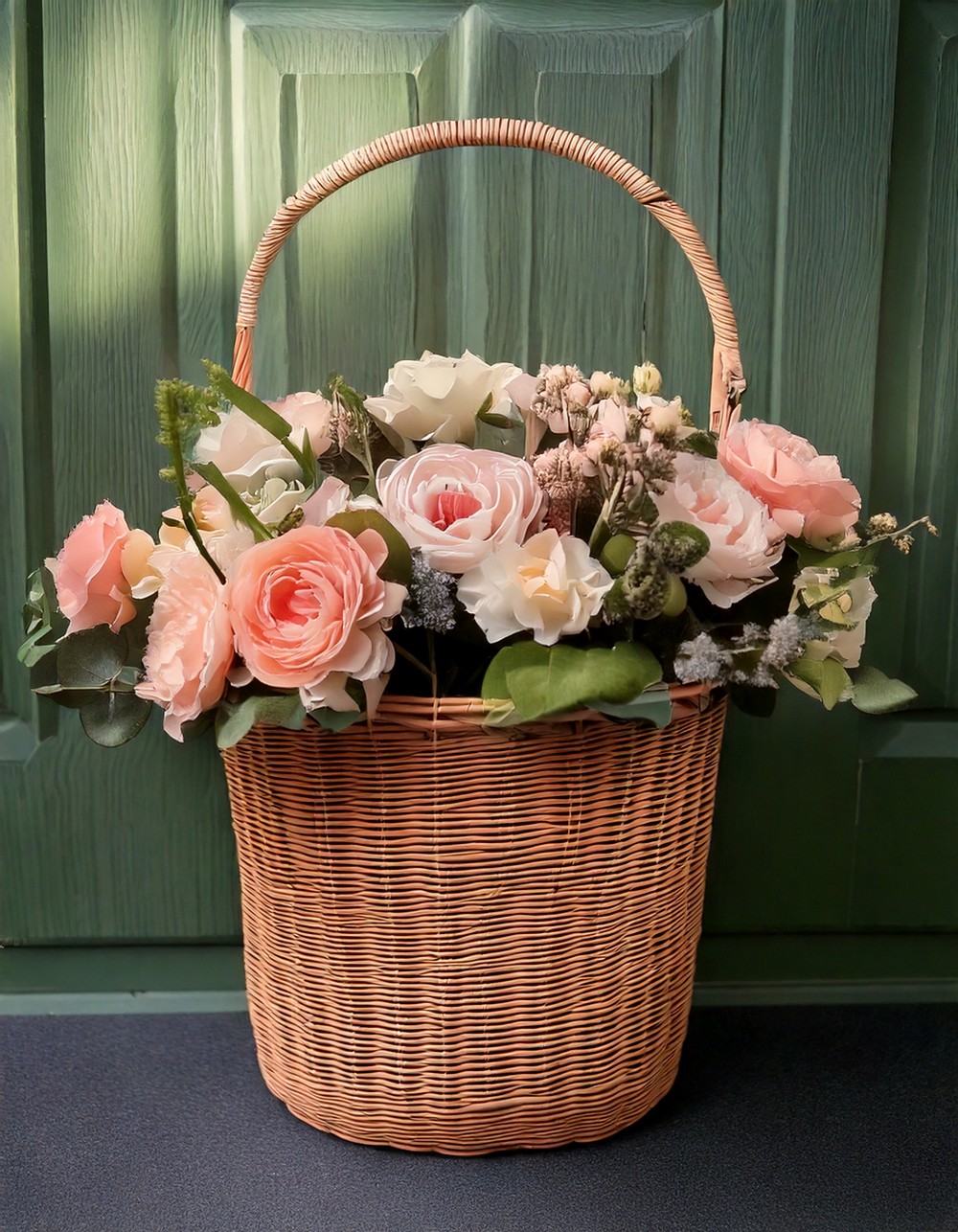DIY Faux Floral Door Basket