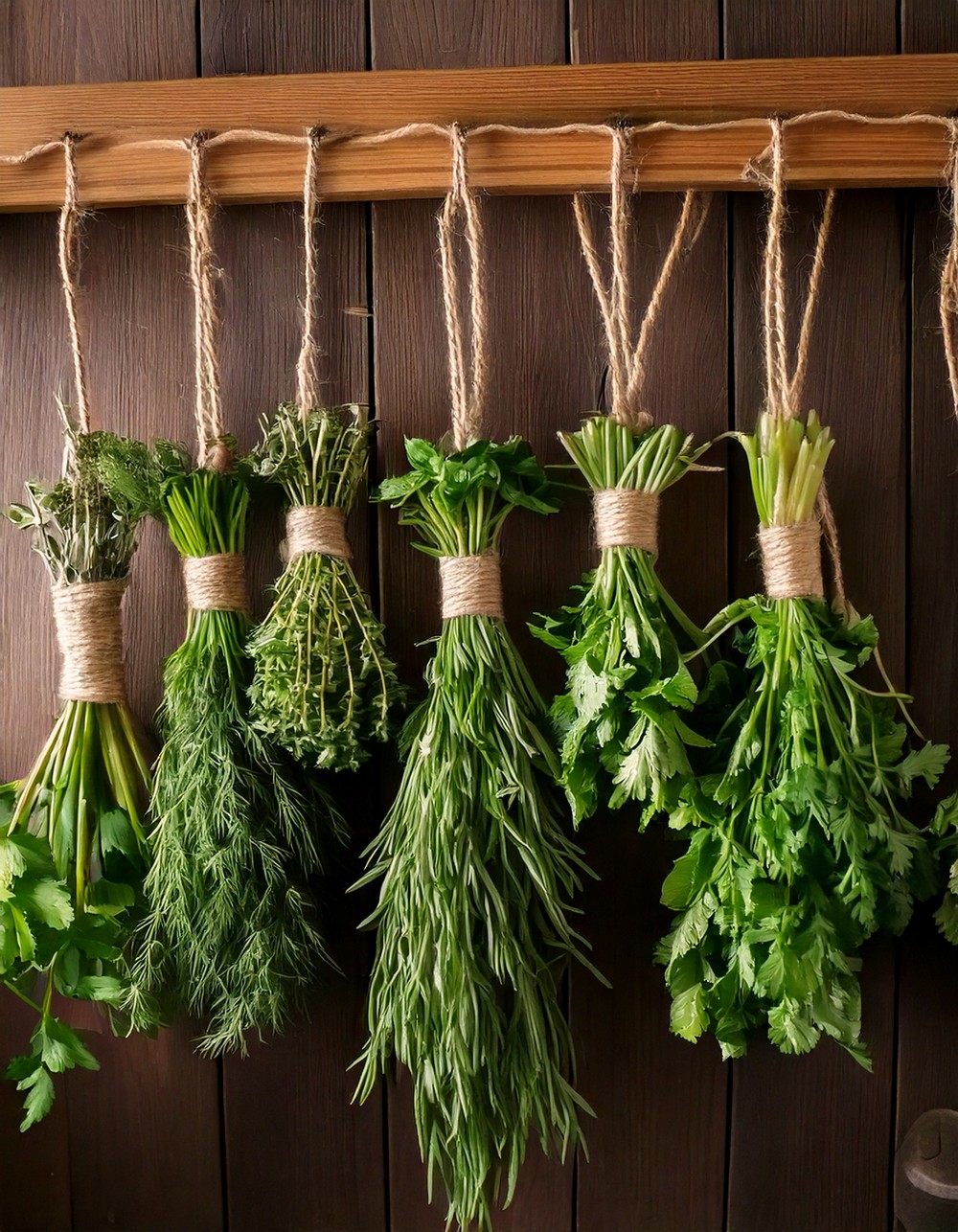DIY Herb Bundles Hung with Twine