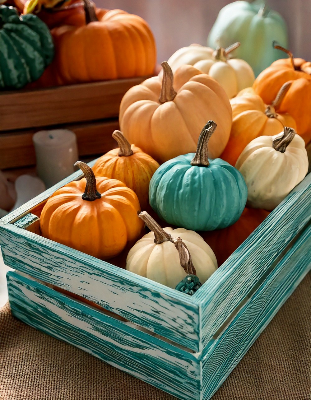 DIY Painted Pumpkin Crate Display