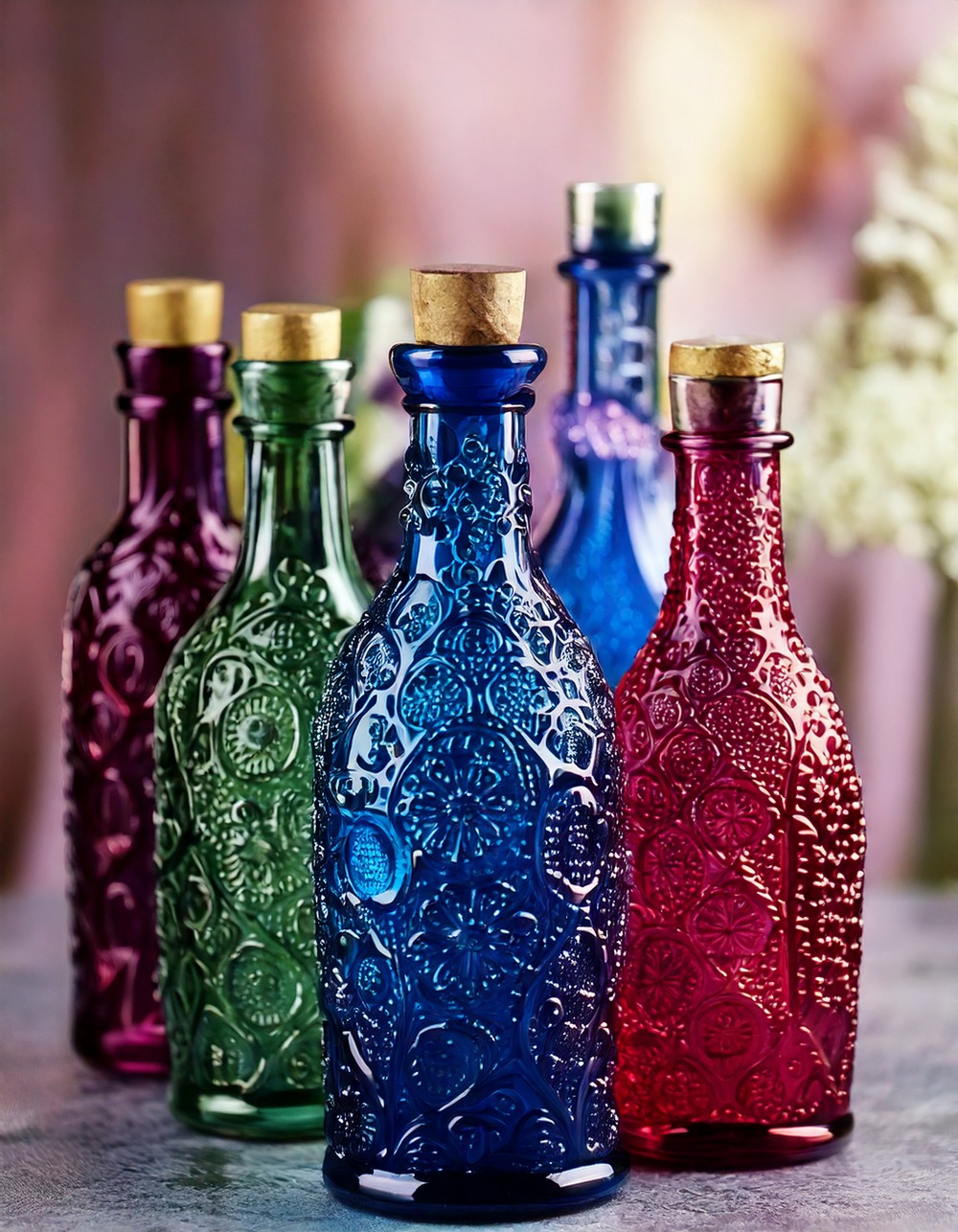 Decorative Bottles in Jewel Tones