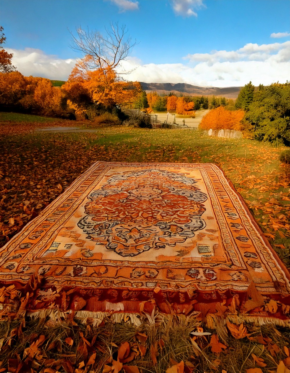 Distressed Medallion Rug in Autumn Shades