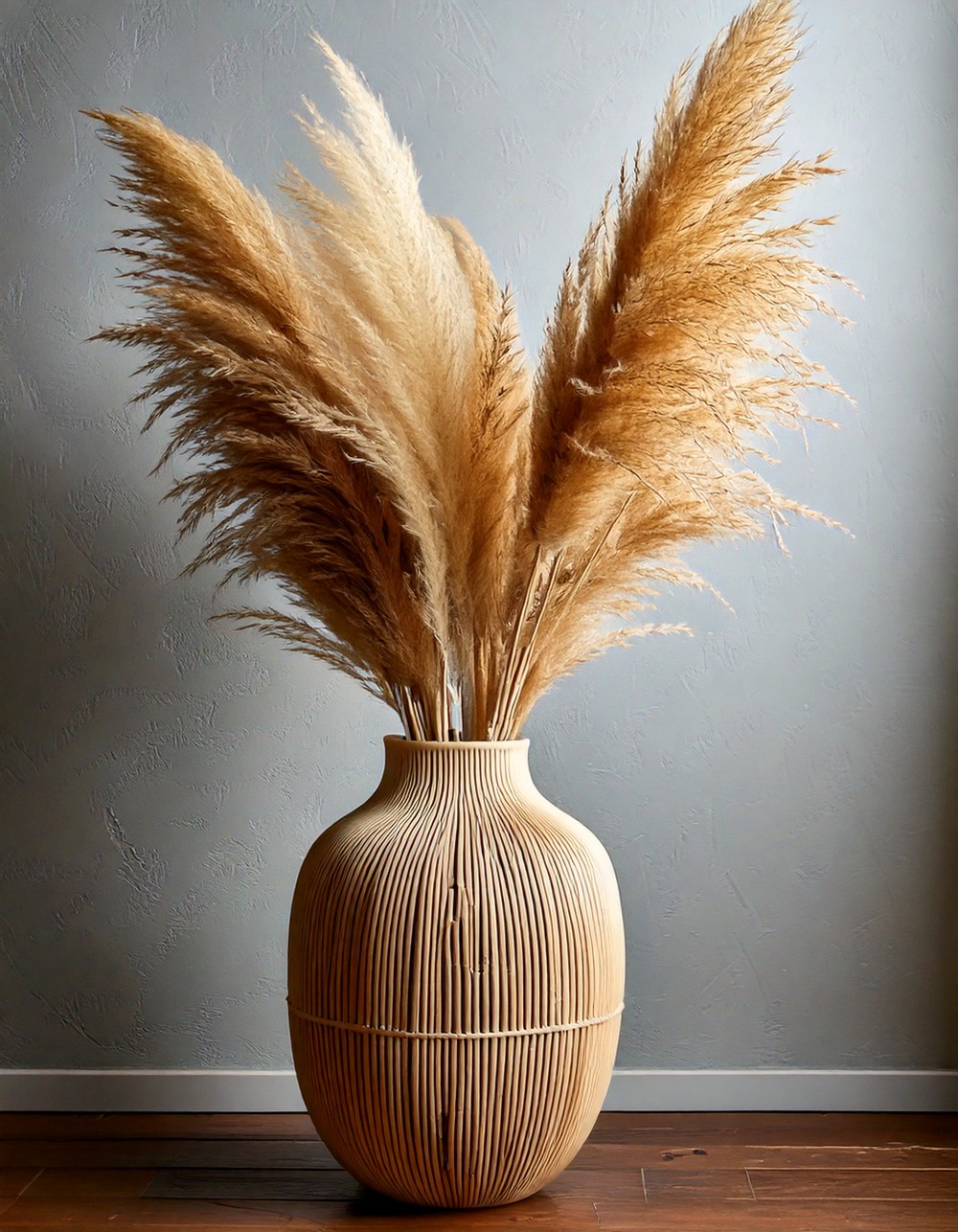 Dried Pampas Grass in a Textured Vase
