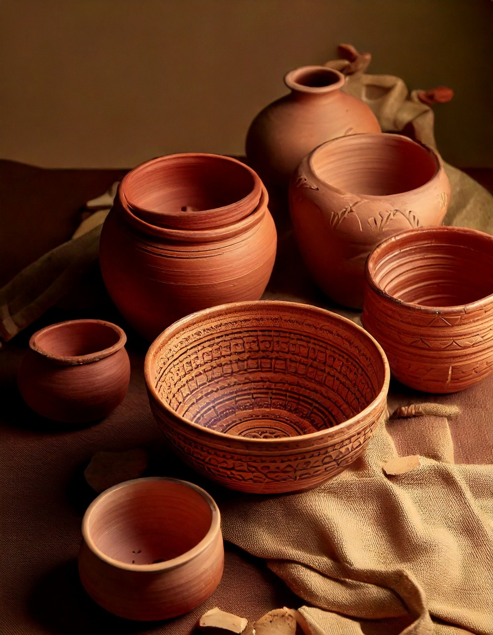 Earth-Toned Pottery Pieces