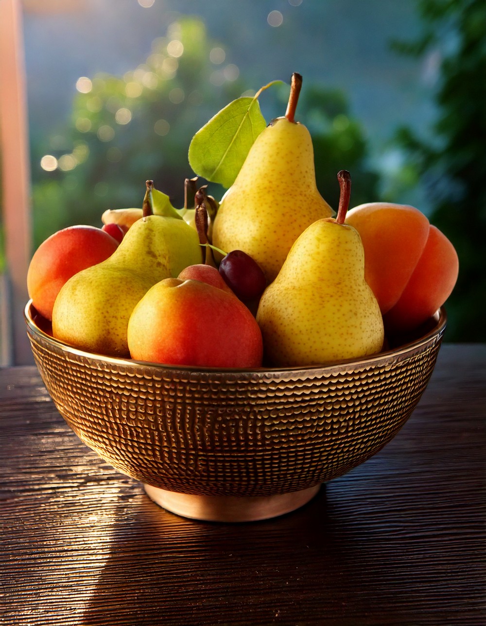 Elegant Bowl of Pears and Seasonal Fruits