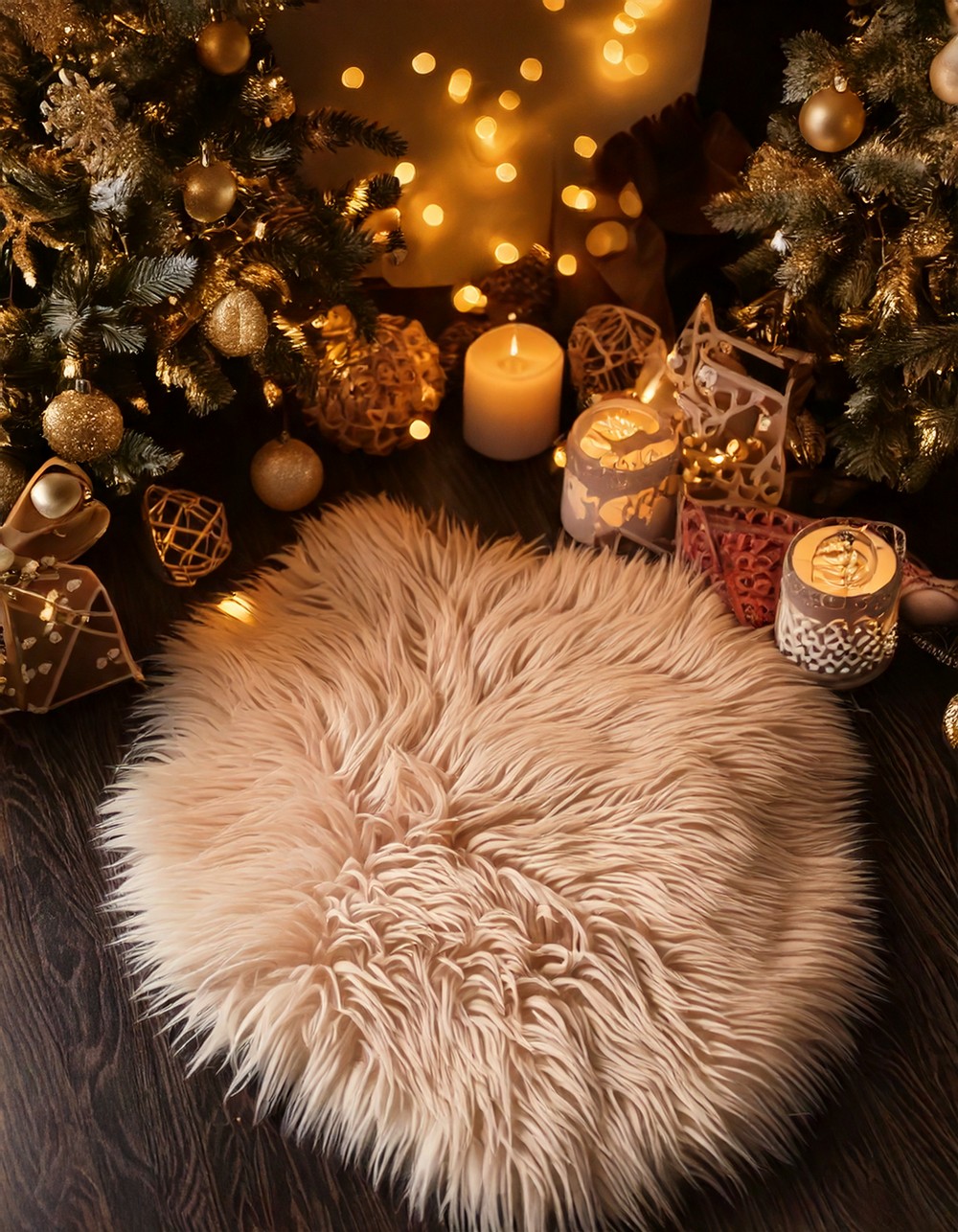 Faux Fur Mat Under Seasonal Accents