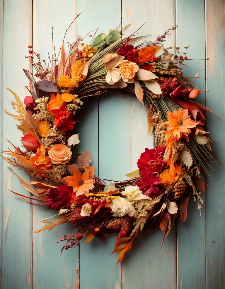 Floral Wreath with Subtle Fall Hues