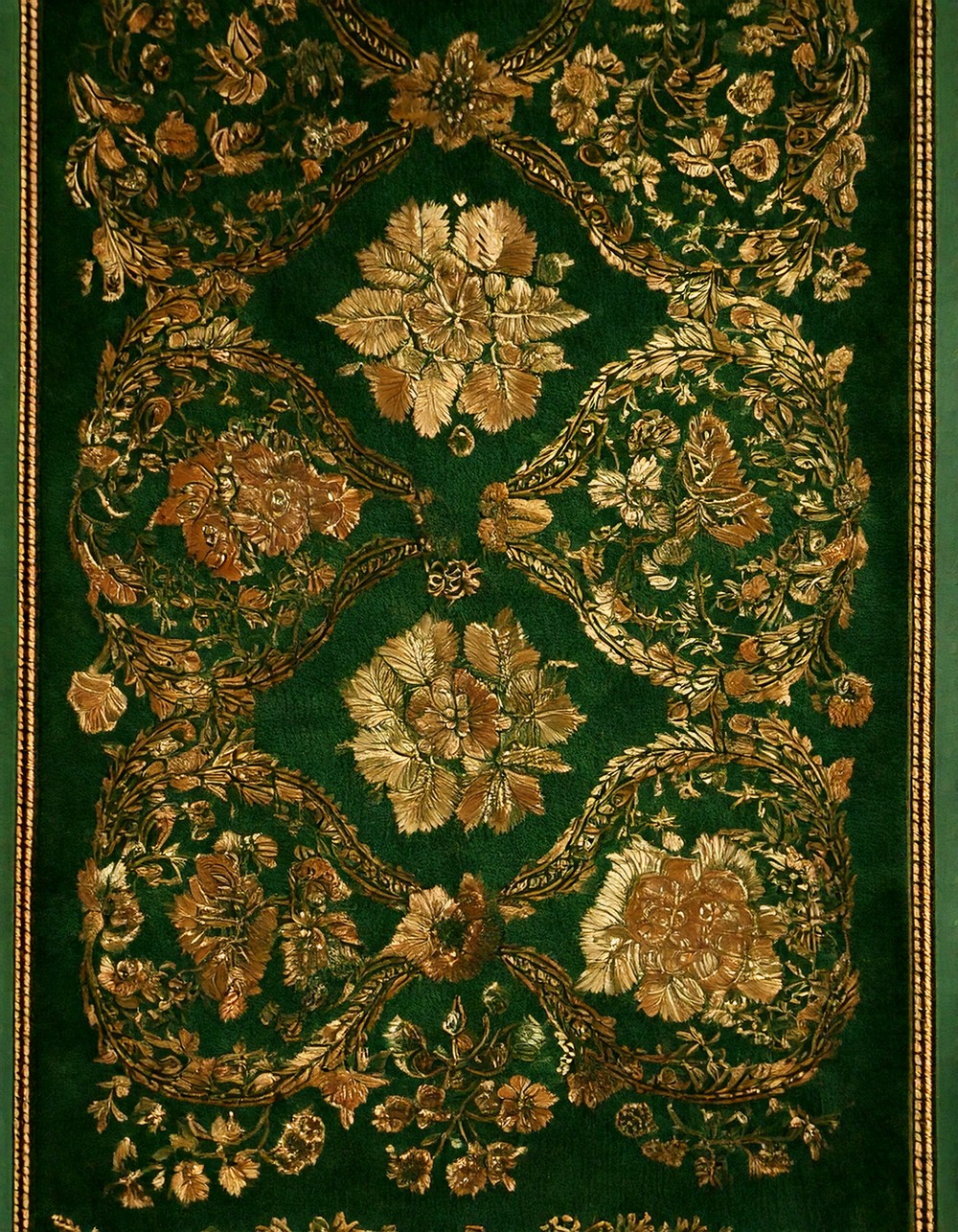 Forest Green and Gold Floral Rug