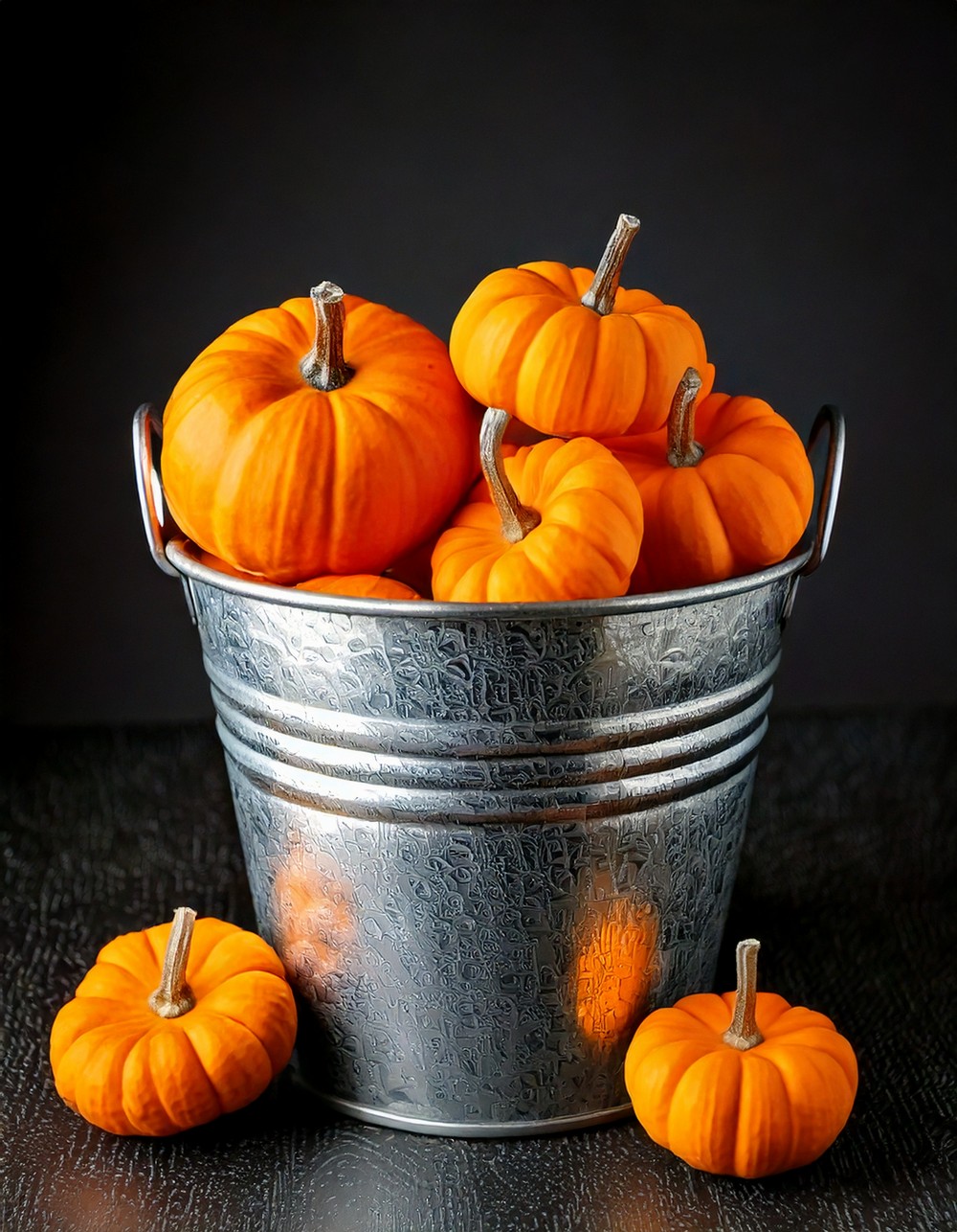 Galvanized Metal Bucket with Mini Pumpkins
