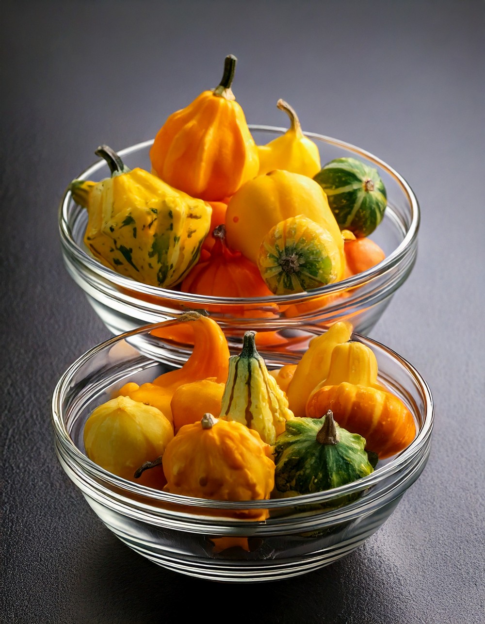 Glass Bowls with Miniature Gourds