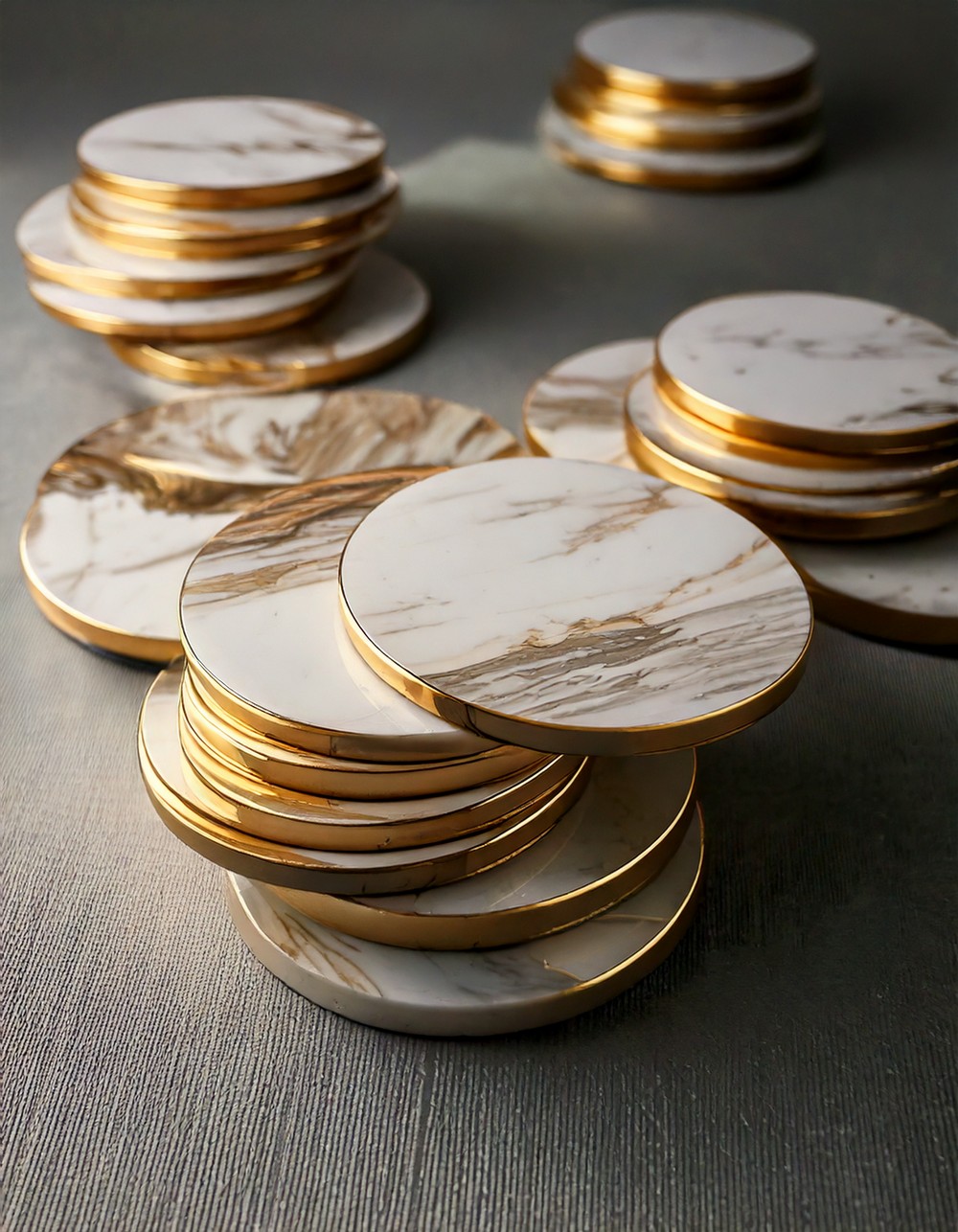 Gold-Edged Coasters with Marble Finish