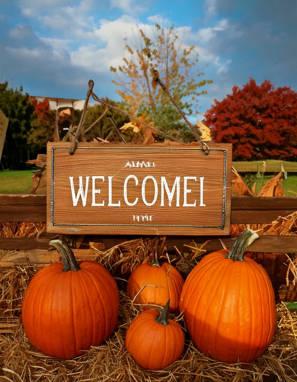 Hand-Painted Pumpkin Welcome Sign