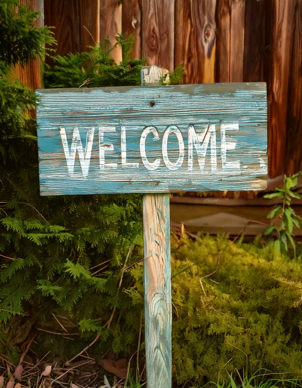 Hand-Painted Wooden Welcome Sign