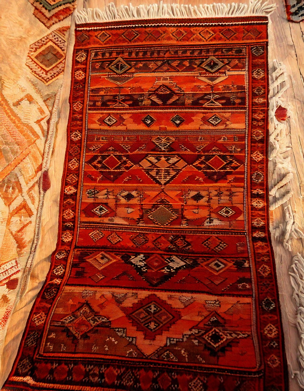 Handwoven Kilim Rug with Warm Colors