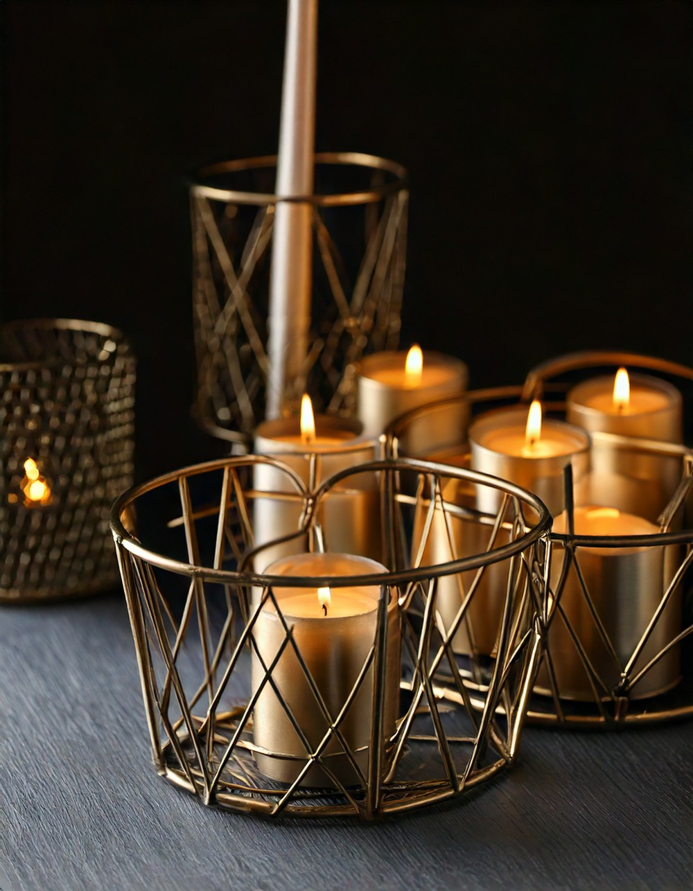 Iron Candle Holders with Warm Taper Candles
