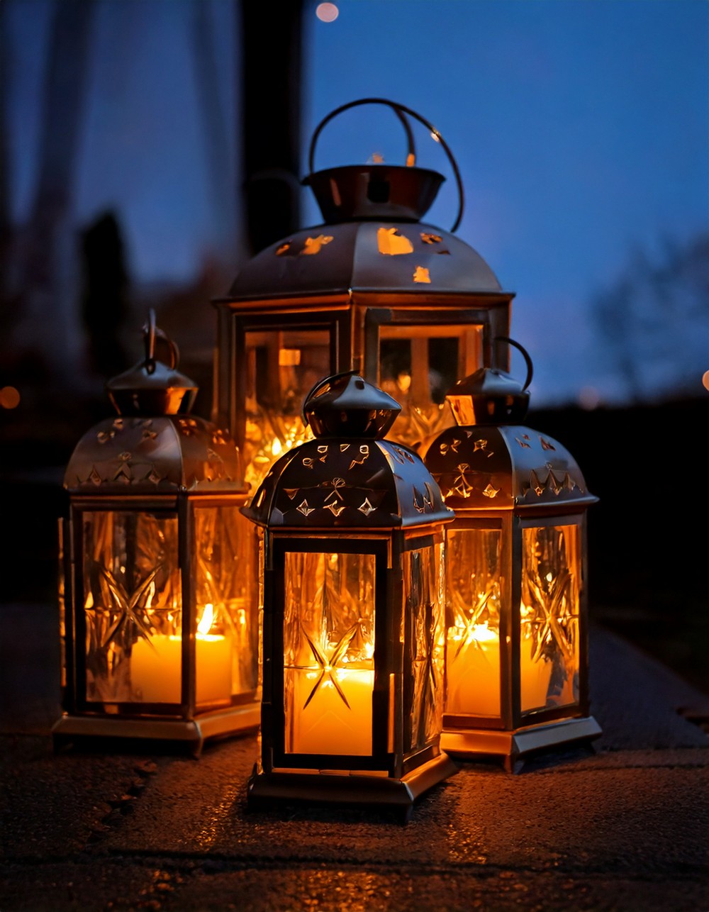 Lanterns with Flickering LED Candles