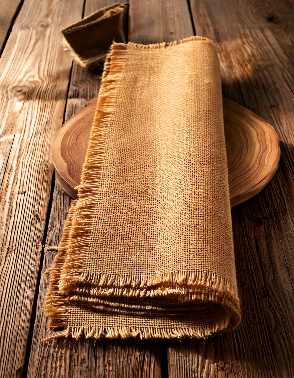 Layered Burlap or Jute Table Runner