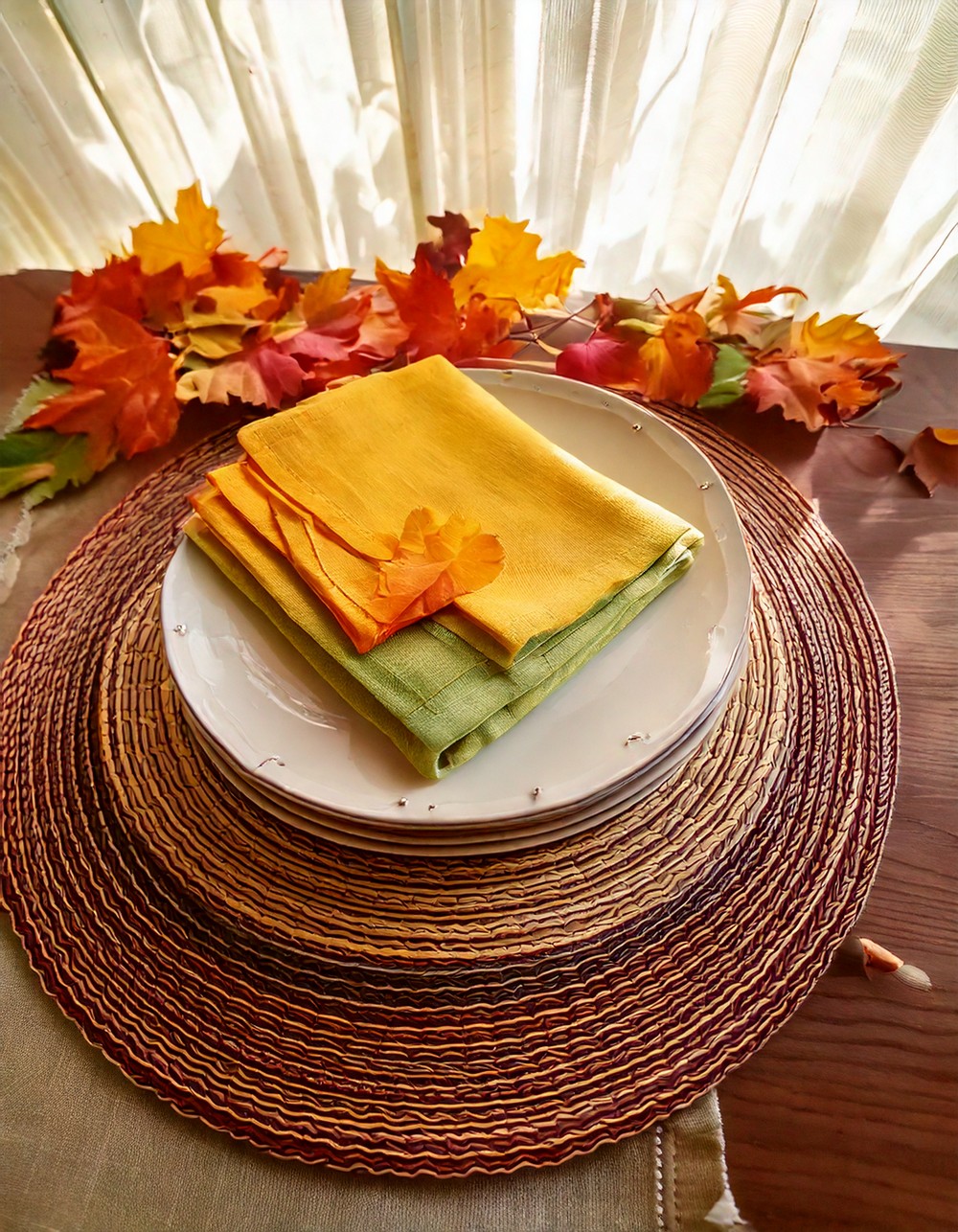Layered Placemats in Soft Autumn Shades
