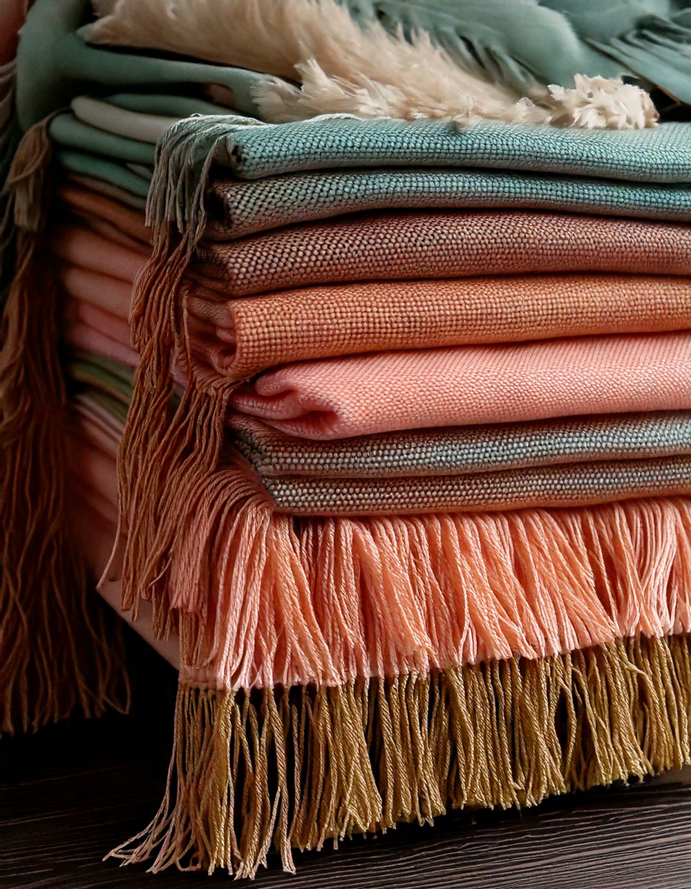 Layered Textiles with Fringe Details