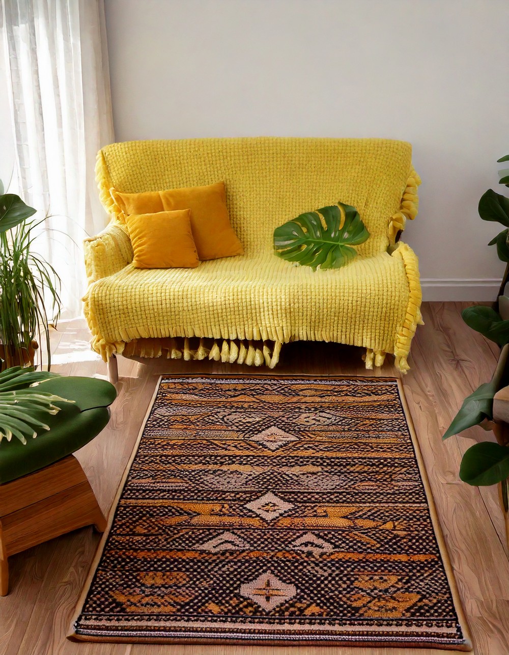 Leaf-Patterned Modern Rug