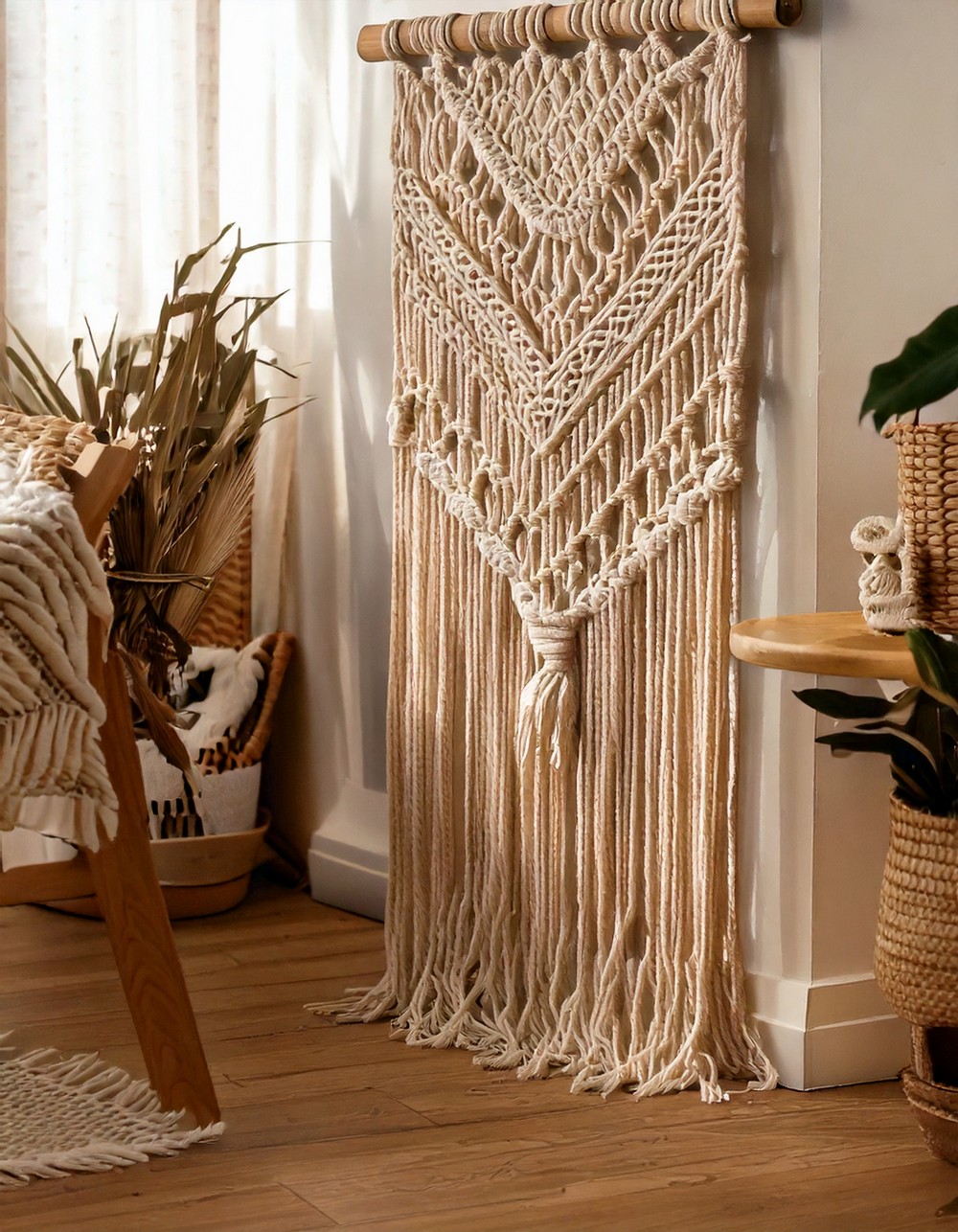 Macramé Runner Layered Under Decor