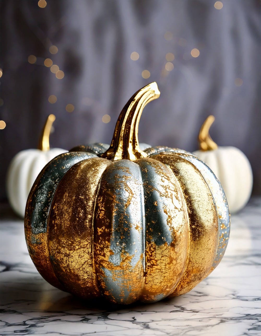 Marble and Metallic Pumpkin Decor
