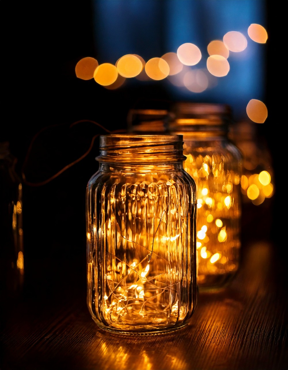 Mason Jar Lanterns with Twinkle Lights