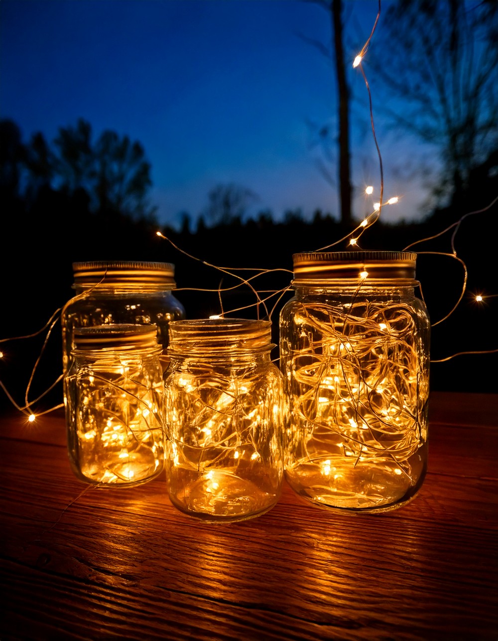 Mason Jars with Twinkling String Lights