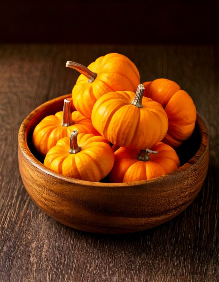 Mini Pumpkin Cluster in a Wooden Bowl