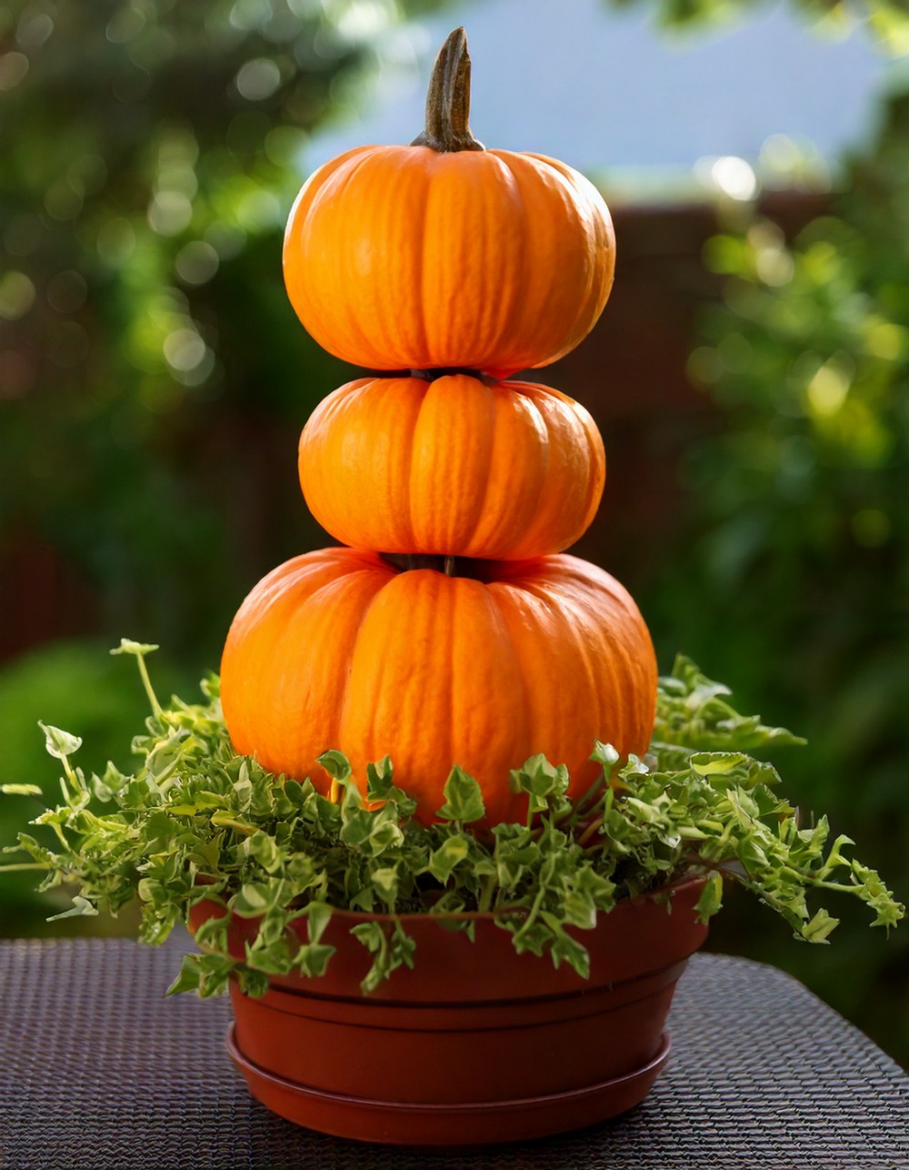 Mini Pumpkin Tower in a Planter