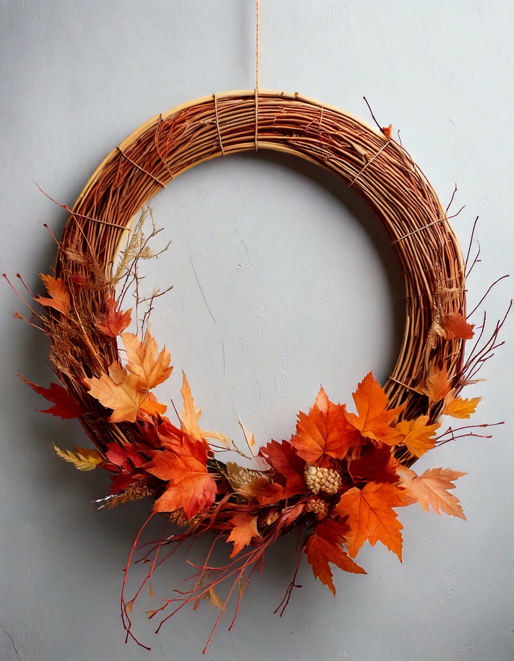 Minimalist Hoop Wreath with Autumn Touch