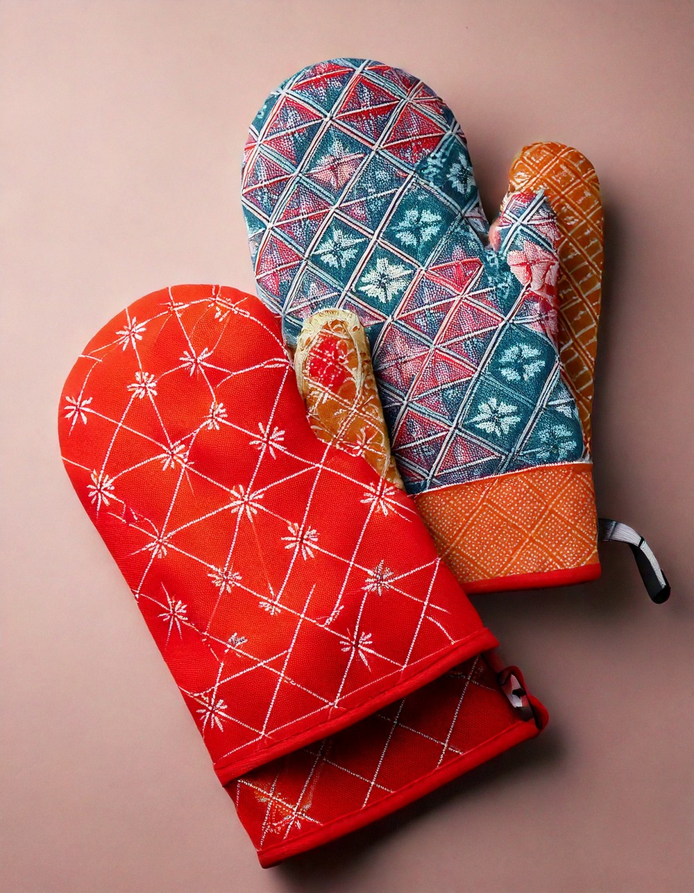 Mix-and-Match Patterned Oven Mitts
