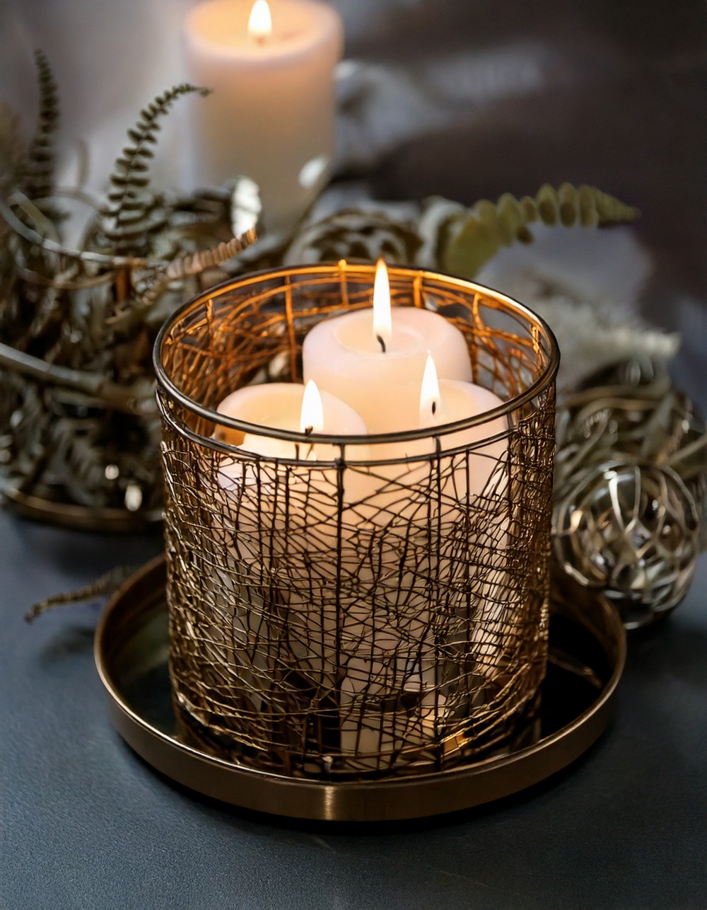 Mixed Metal Candle Centerpiece