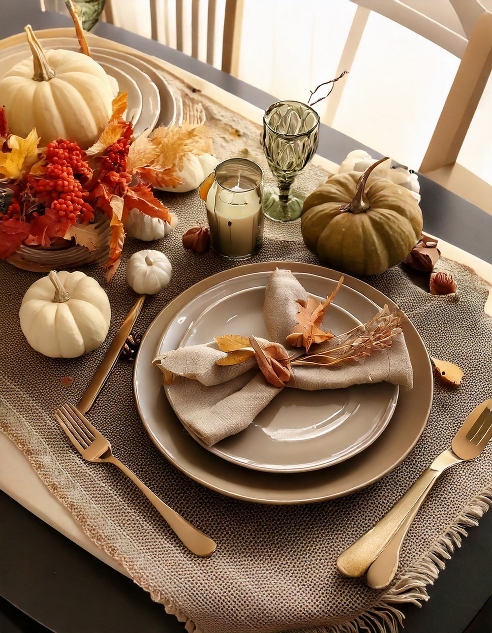 Monochromatic Fall Tablescape Styling