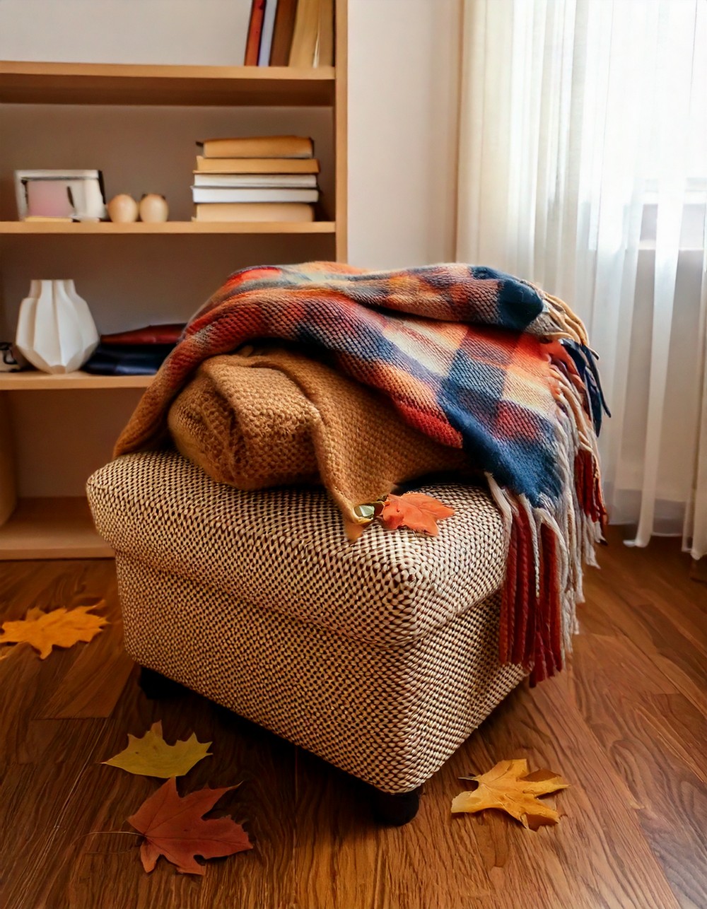 Multi-Use Storage Ottoman with Fall Throw